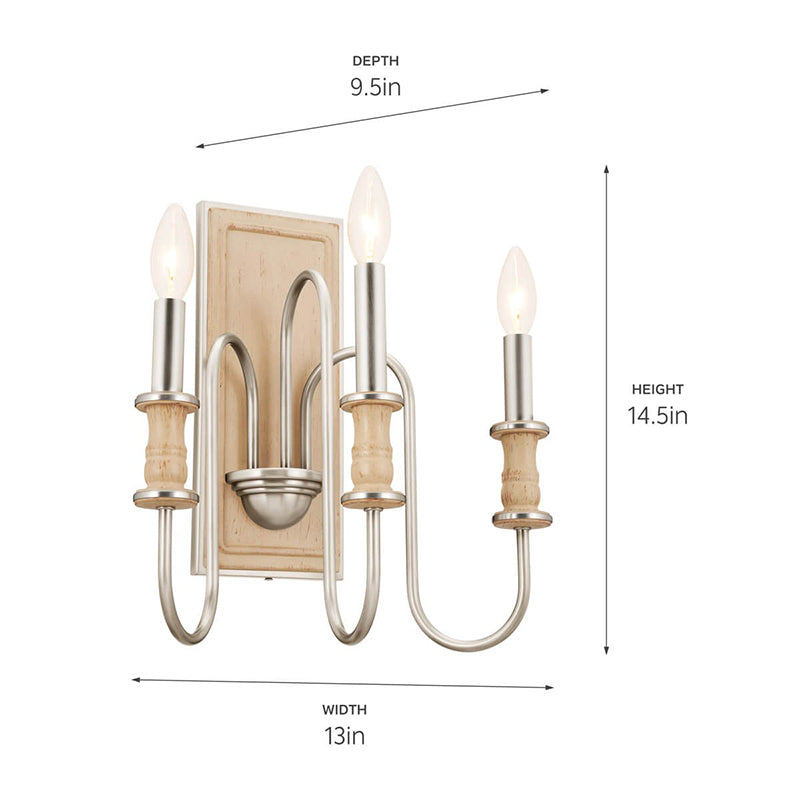 Kichler 52473 Karthe 3-lt 15" Tall Wall Sconce