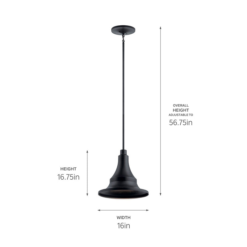 Kichler 59058 Hampshire 1-lt 16" Convertible Outdoor Hanging Light