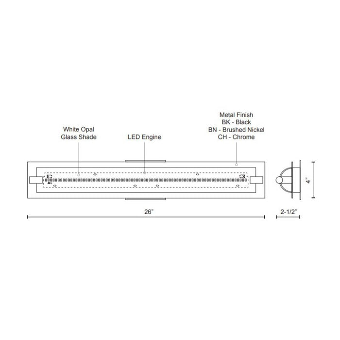 Kuzco 601001-LED Lighthouse 26" LED Bath Vanity