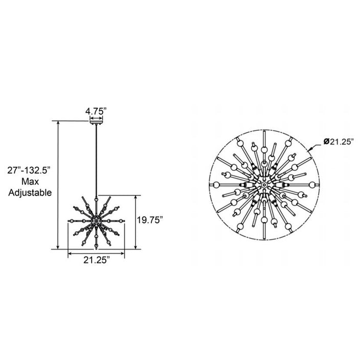 Access 63121 Burst 8-lt 21" LED Chandelier