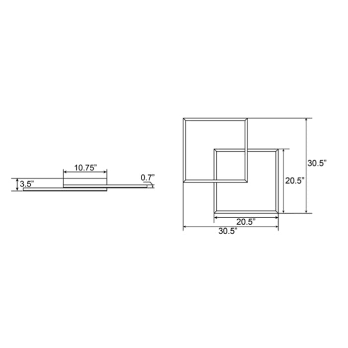 Access 63967 Squared 31" LED Flush Mount/Wall Light