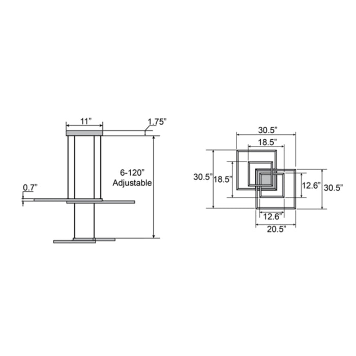 Access 63968 Squared 1-lt 31" LED Pendant