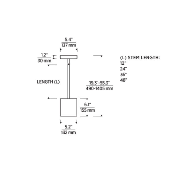 Tech 700TDEXOP624 Exo 6 1-lt 5" LED Pendant, 24" Length, 3500K