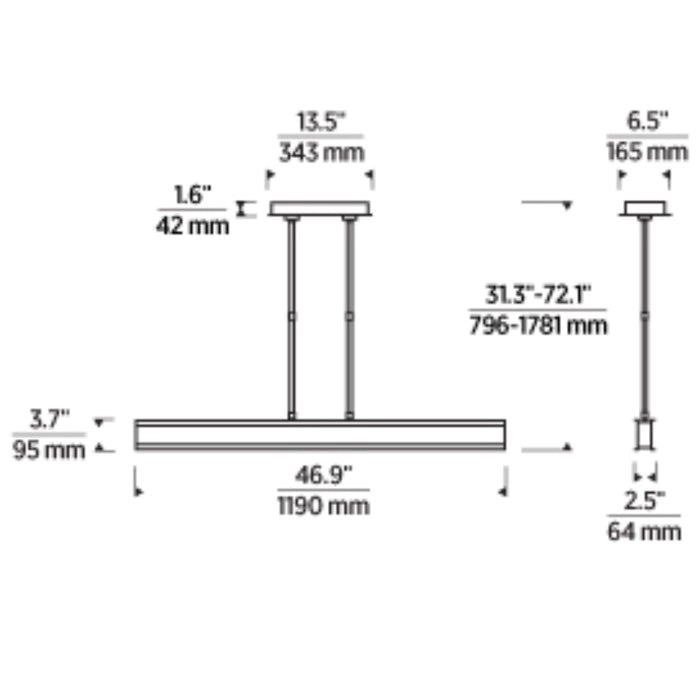 Tech 700LSIBM I-Beam 1-lt 47" LED Linear Suspension