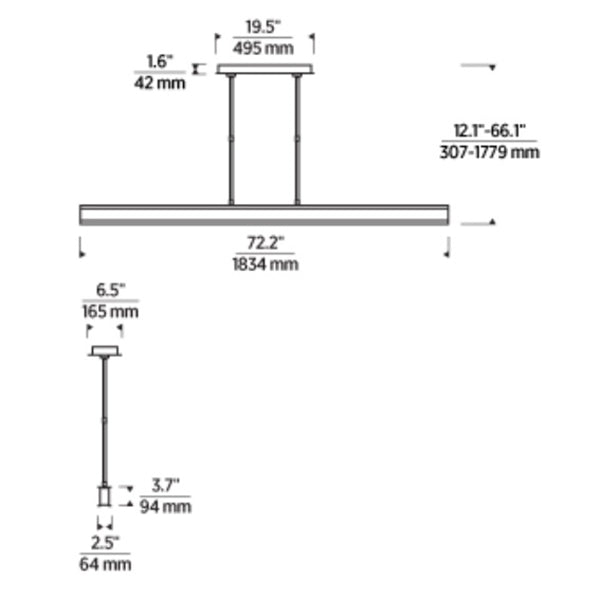 Tech 700LSIBM72 I-Beam 1-lt 72" LED Linear Suspension