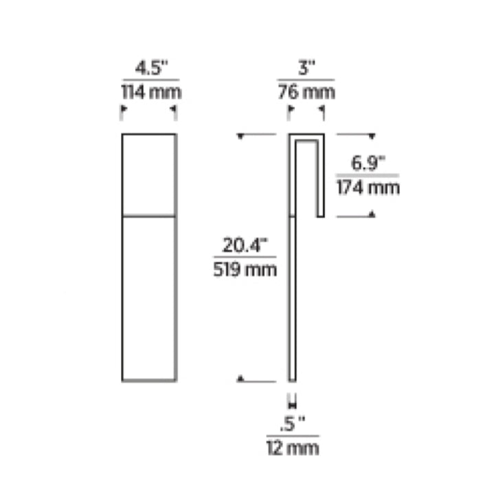 Tech 700OWKLM92720 Kulma 1-lt 20" Tall LED Outdoor Wall Sconce