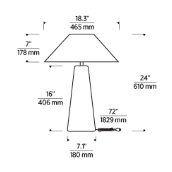 Tech 700PRTKRM24 Karam 1-lt 24" Tall LED Table Lamp