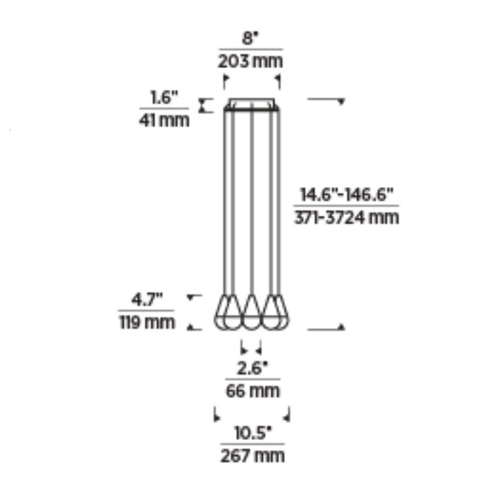 Tech 700TRSPCPA Cupola 8-lt 11" LED Chandelier