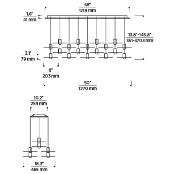 Tech 700TRSPEVS27 Eaves 27-lt 50" LED Chandelier