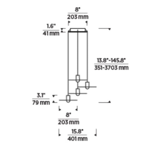 Tech 700TRSPEVS4 Eaves 4-lt 16" LED Chandelier