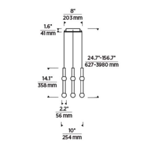 Tech 700TRSPGYD4 Guyed 4-lt 10" LED Chandelier