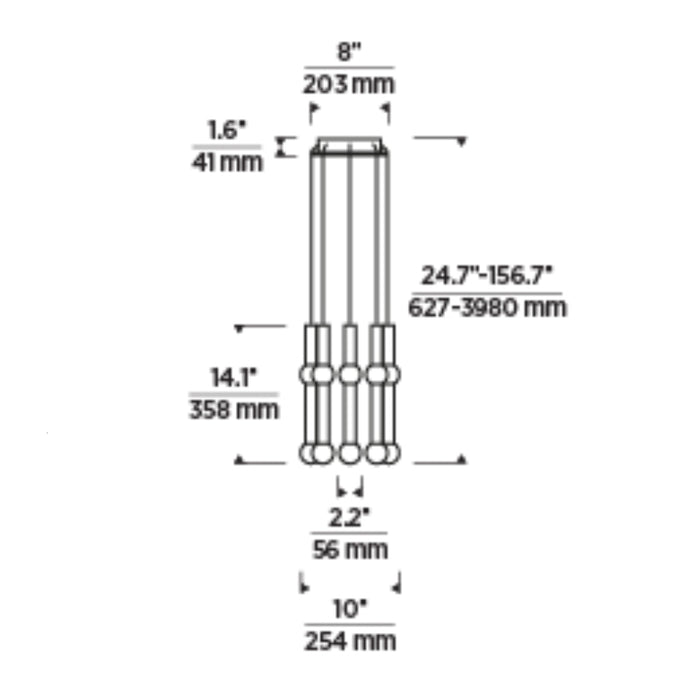 Tech 700TRSPGYD8 Guyed 8-lt 10" LED Chandelier