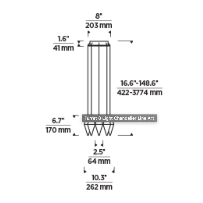 Tech 700TRSPTRT Turret 8-lt 10" LED Chandelier