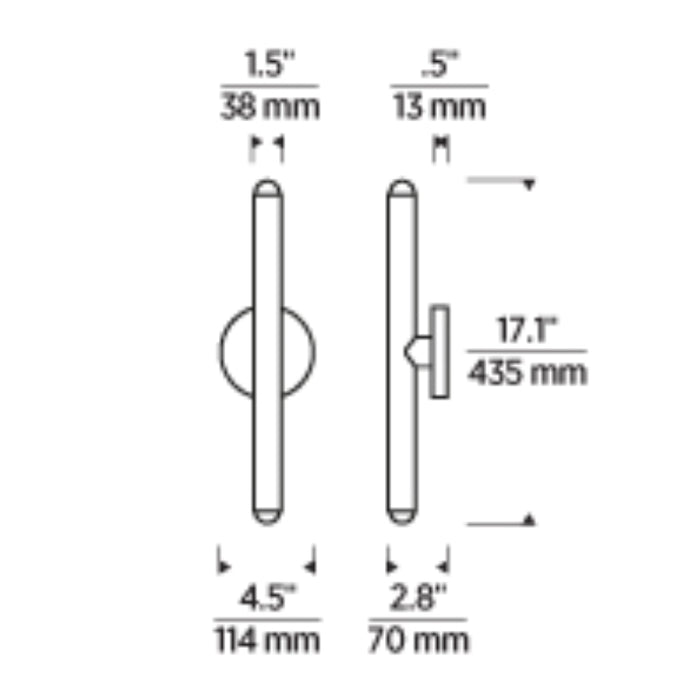 Tech 700WSEBL Ebell 2-lt 16" Tall LED Wall Sconce
