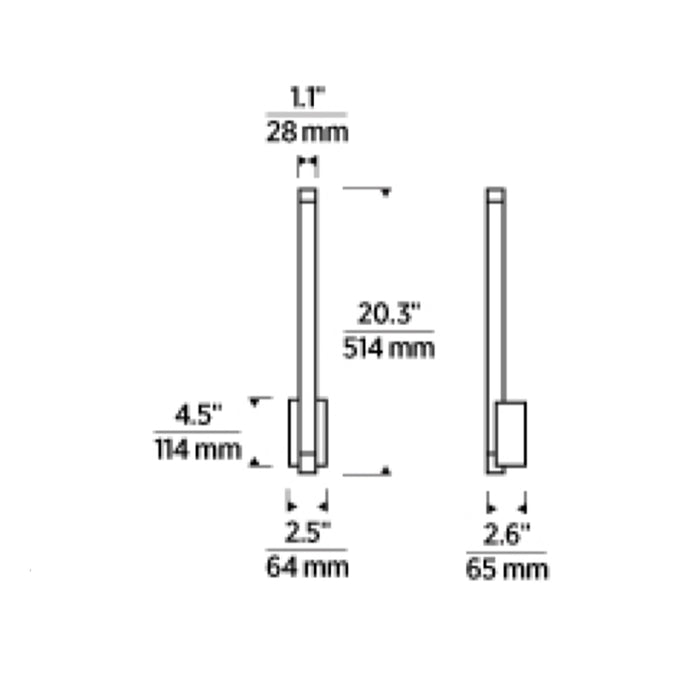 Tech 700WSPHB21 Phobos 1-lt 21" Tall LED Wall Sconce