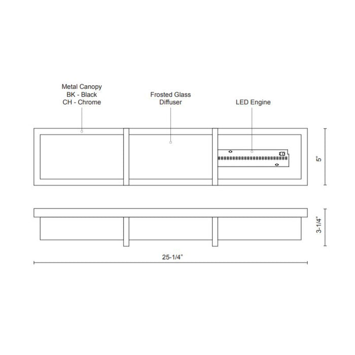 Kuzco 701313-LED Watford 25" Wide LED Bath Vanity