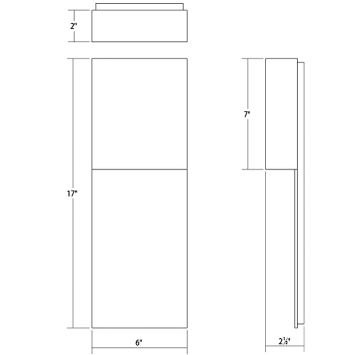 Sonneman 7106 Flat Box 1-lt 17" Tall Indoor/Outdoor LED Panel Sconce