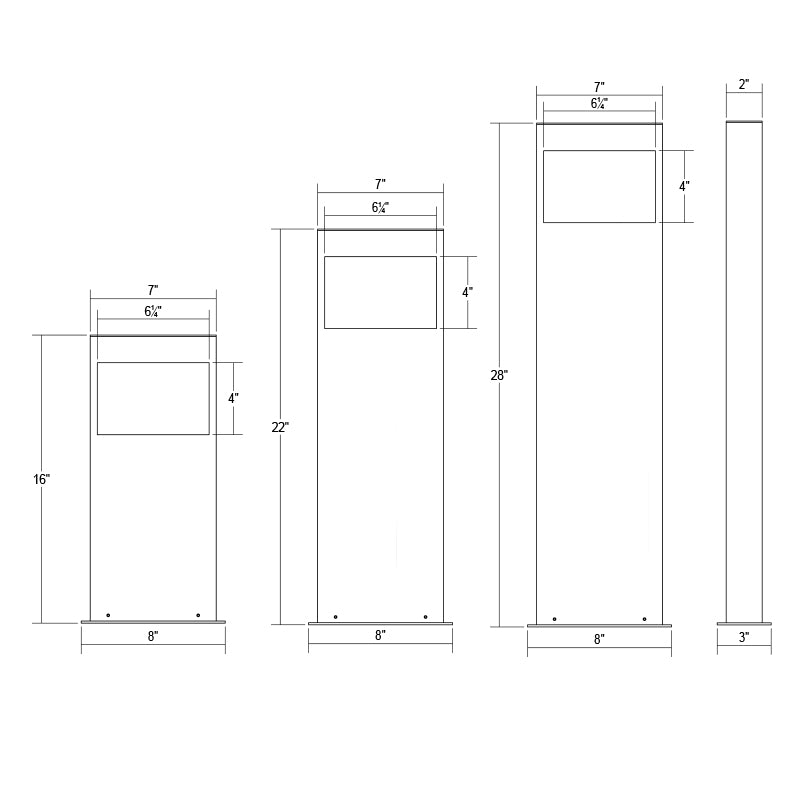 Sonneman 7361 16" Tall Square Curve Outdoor LED Bollard