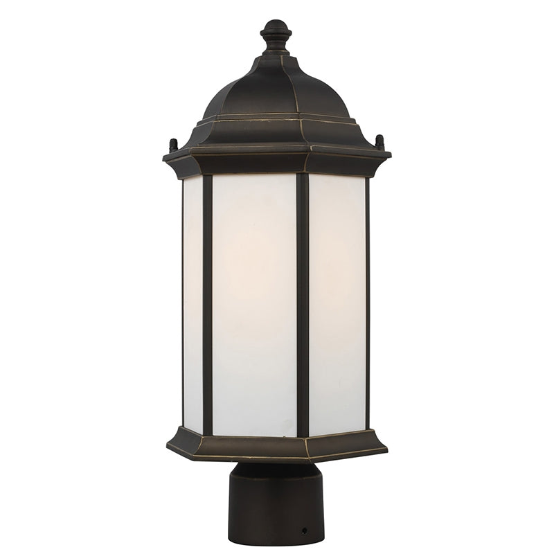 Generation 8238651 Sevier 1-lt 18" Tall Outdoor Post Lantern, Satin Etched Glass