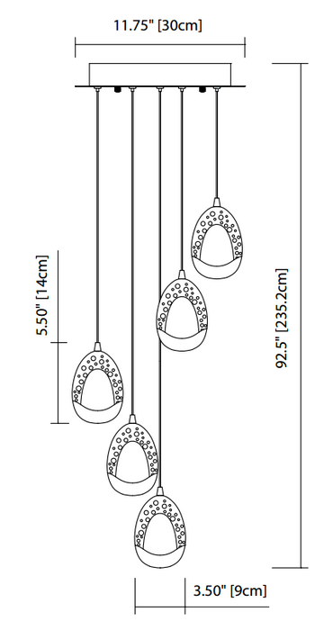 Elan 83380 Lavinia 5-lt LED Mini Pendant