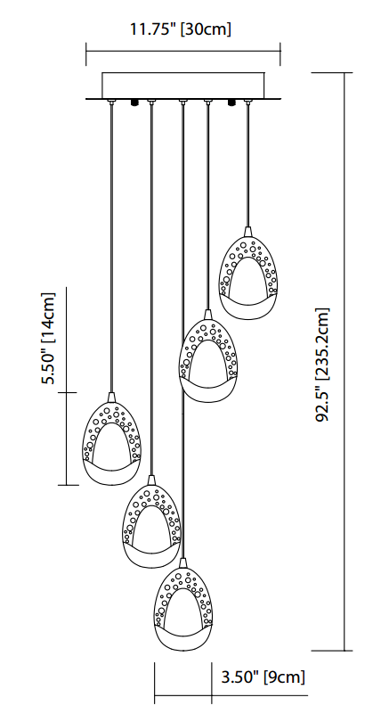 Elan 83380 Lavinia 5-lt LED Mini Pendant