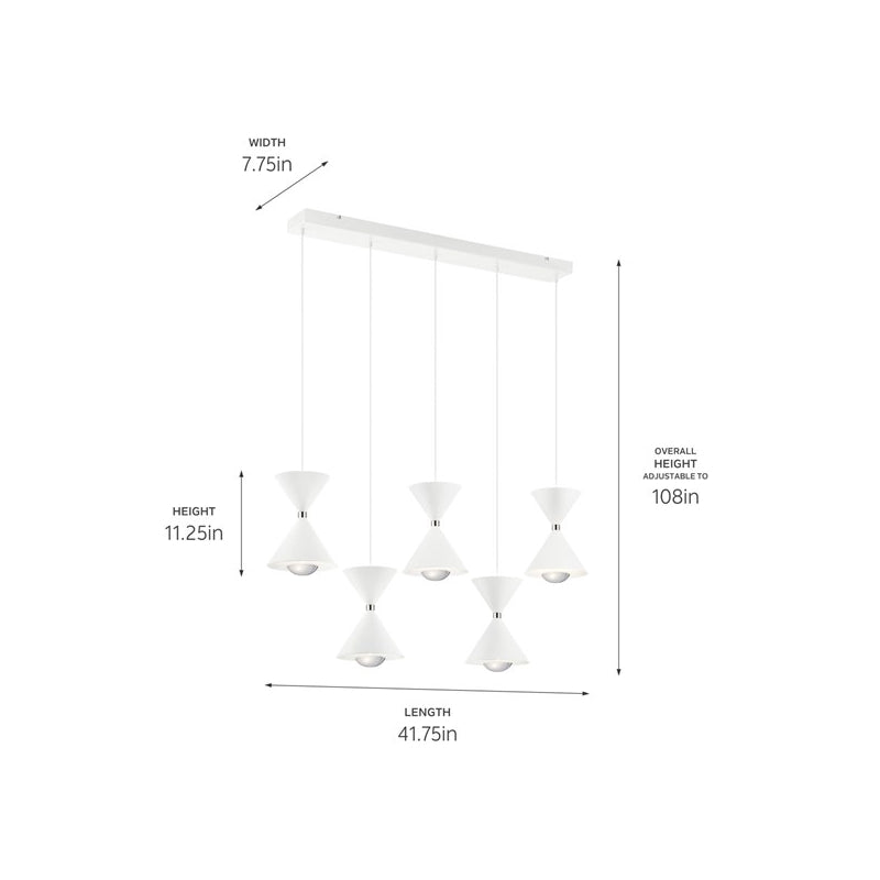 Elan 84113 Kordan 5-lt 42" LED Linear Pendant-Matte White Finish