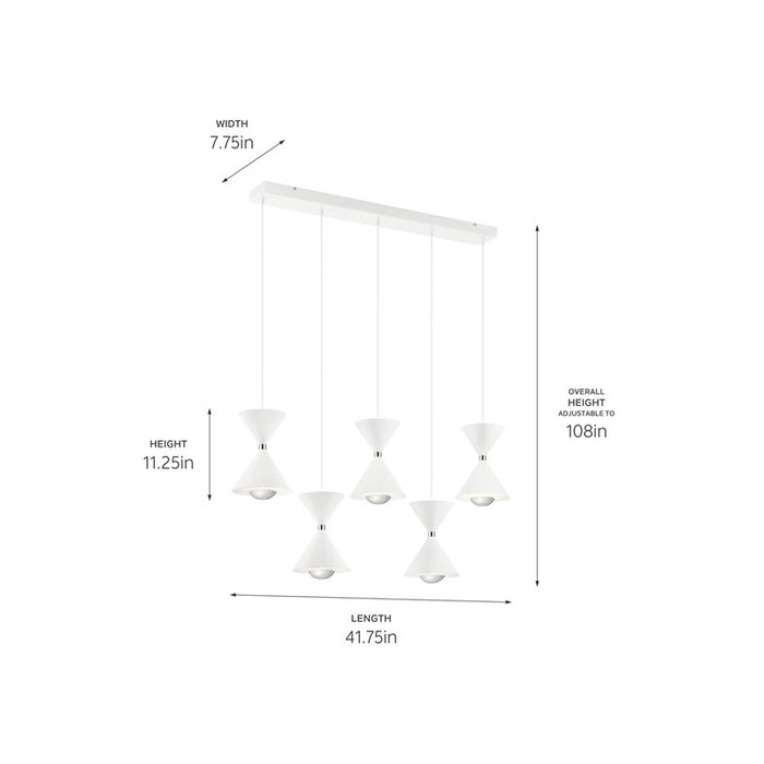 Elan 84113 Kordan 5-lt 42" LED Linear Pendant-Matte White Finish