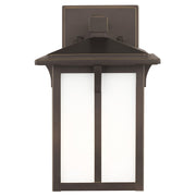 Generation 8552701 Tomek 1-lt 10" Tall Outdoor Wall Lantern - Antique Bronze/White