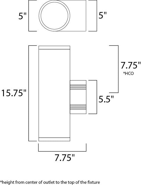 Maxim 86102 Lightray 2-lt 5" LED Outdoor Wall Sconce