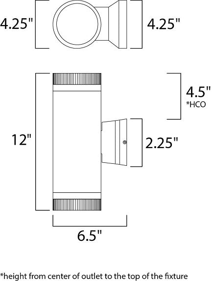 Maxim  86112 Lightray 2-lt 4.25" LED Outdoor Wall Sconce