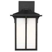 Generation 8652701 Tomek 1-lt 14" Tall Outdoor Wall Lantern - Black/White
