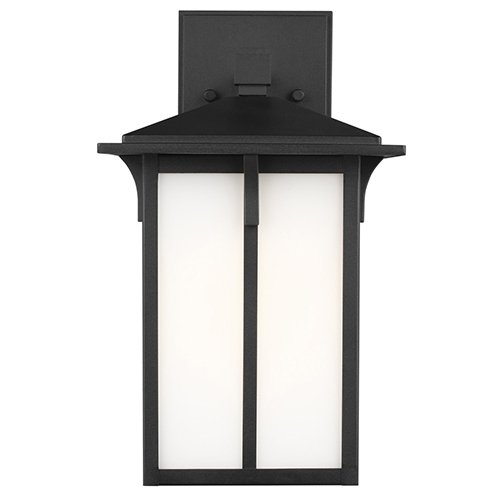 Generation 8652701 Tomek 1-lt 14" Tall Outdoor Wall Lantern - Black/White