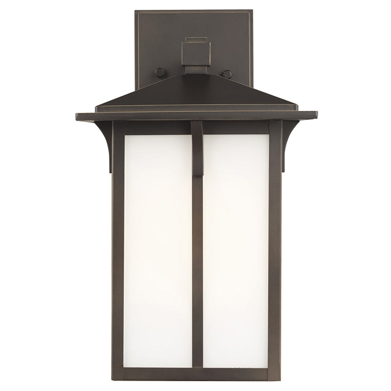 Generation 8652701 Tomek 1-lt 14" Tall Outdoor Wall Lantern - Antique Bronze/White