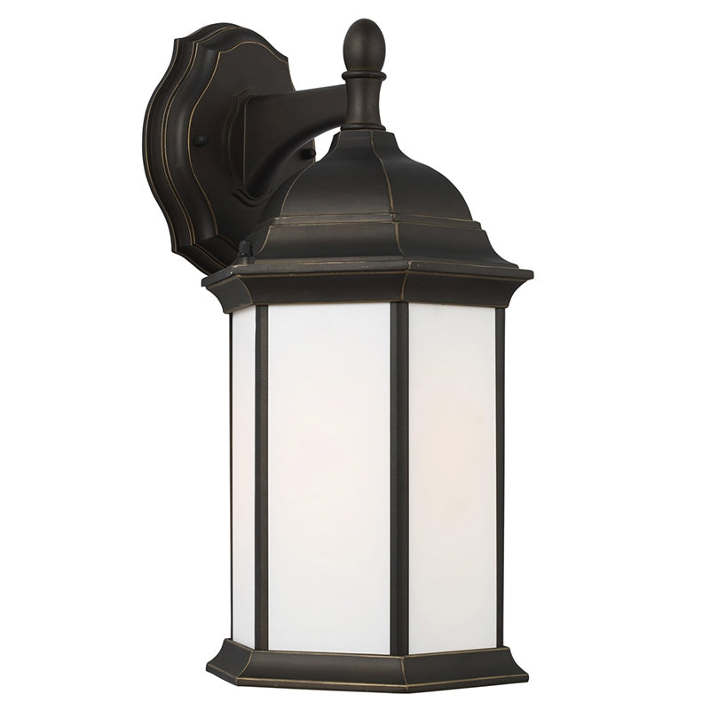 8938751 Sevier 1-lt 8" Downlight Outdoor Wall Lantern, Satin Etched Glass