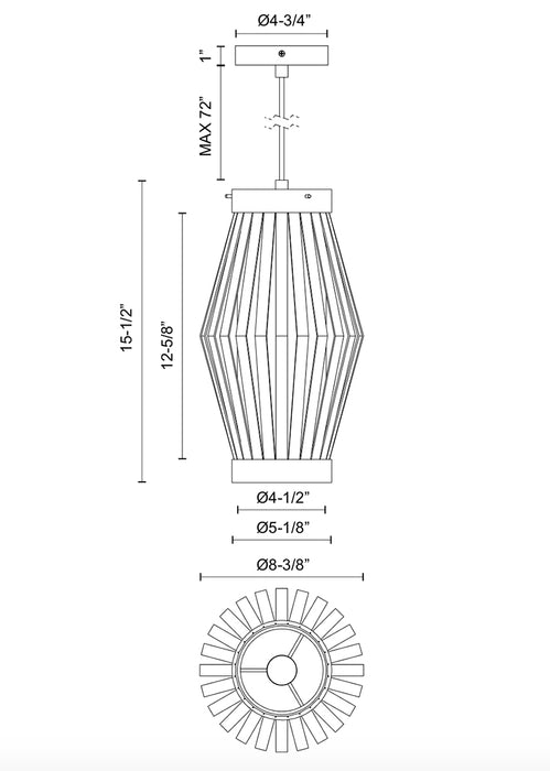 Alora Mood PD434509 Hana 1-lt 8" Pendant