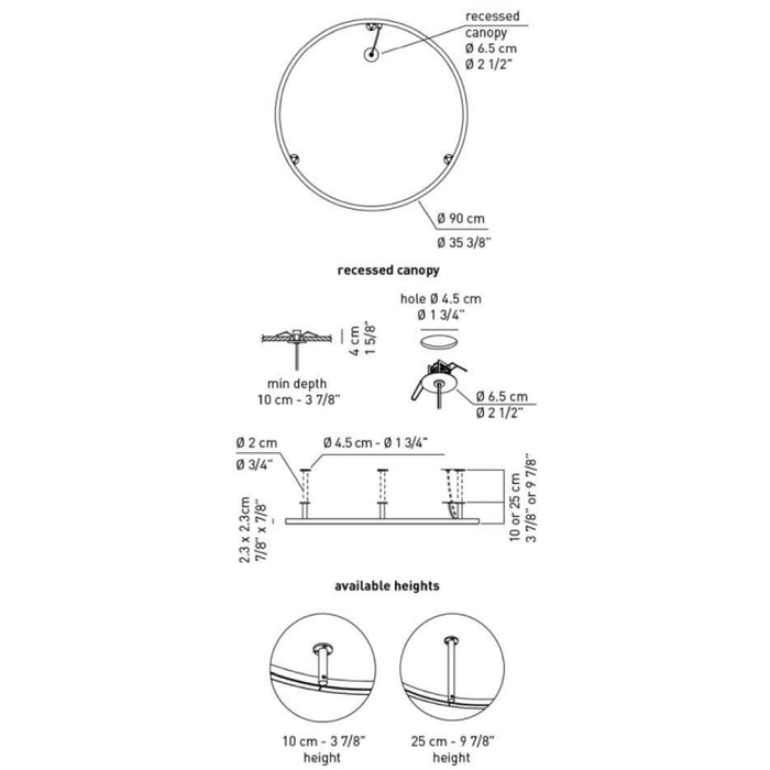 Axo UPUL1090 U-Light 35" LED Wall Sconce / Ceiling Light, 4" Extension, Recessed Canopy