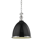 Hudson Valley 7714 Viceroy 1-lt 13" Pendant - Black/Polished Nickel