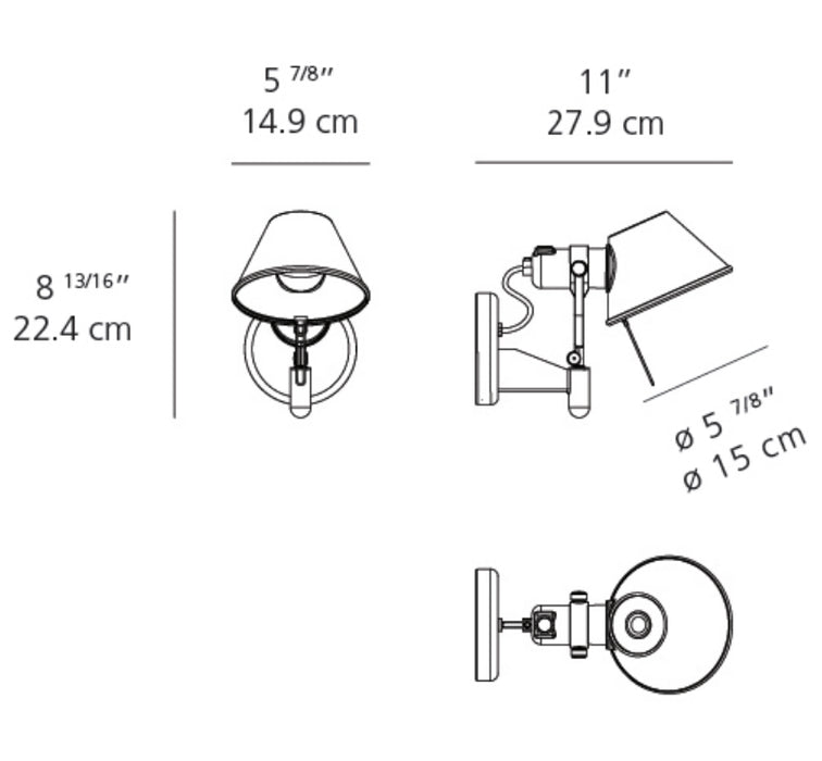 Artemide Tolomeo Classic Spot Wall Light w/o Switch