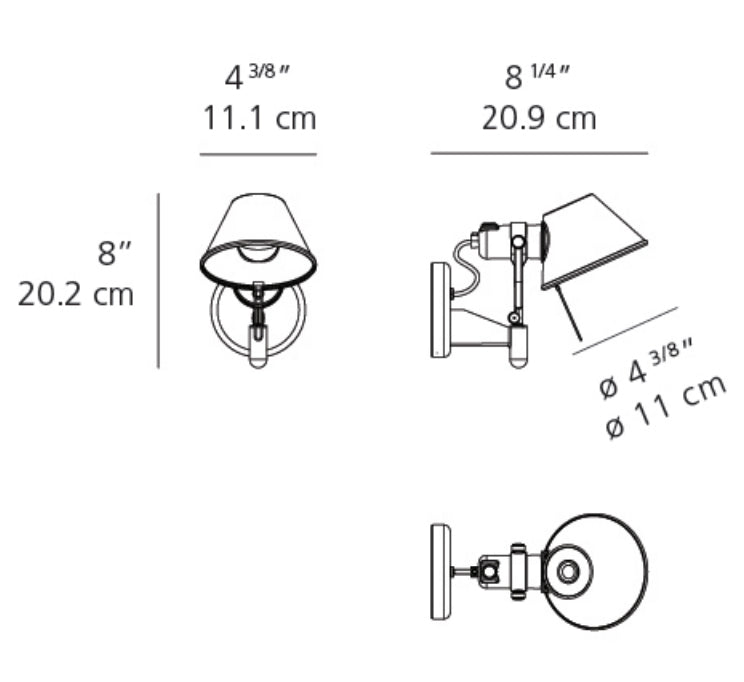 Artemide Tolomeo Micro LED Spot Wall Light w/o Switch