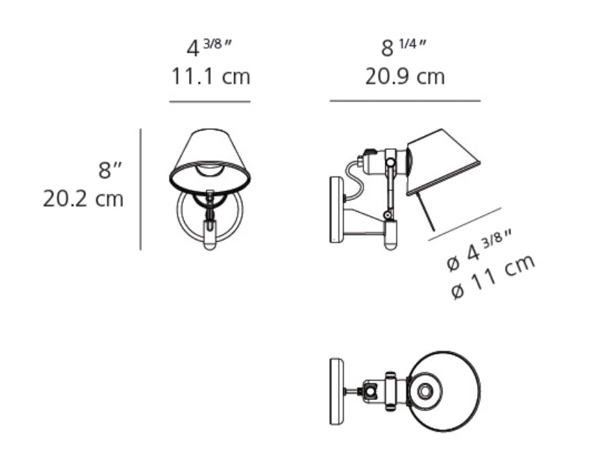 Artemide Tolomeo Micro LED Spot Wall Light w/ Switch