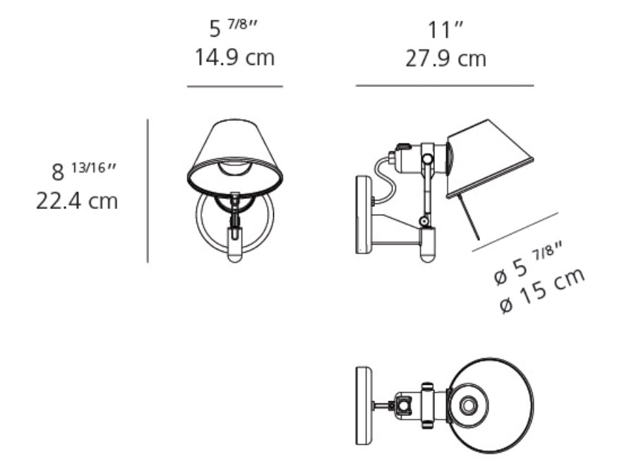 Artemide Tolomeo Classic LED Spot Wall Light w/ Switch