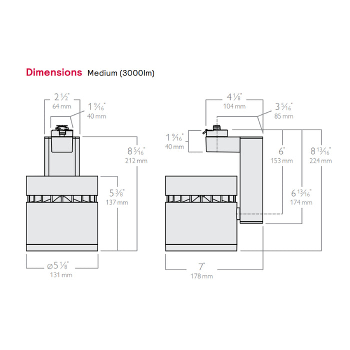 Lightolier LLAV30 Alcyon 34W LED Vertical Track Head, 3000 lm
