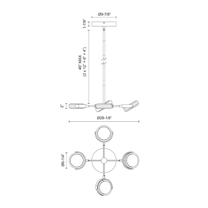 Alora PD325428 Blanco 4-lt 28" LED Pendant