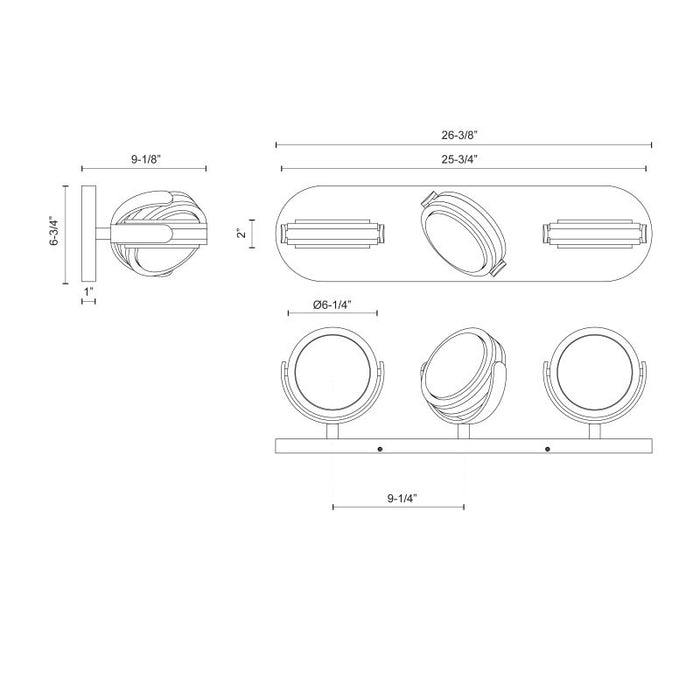 Alora WV325326 Blanco 3-lt 26" LED Wall Sconce