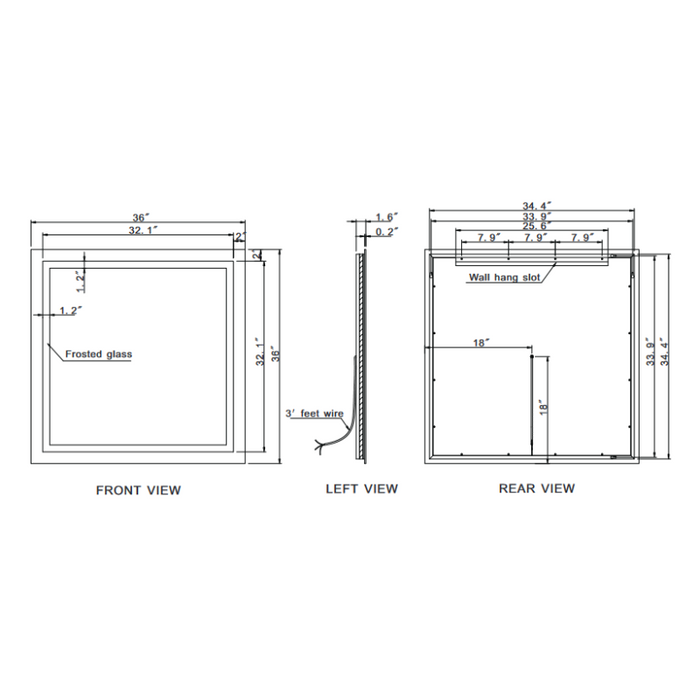 Paris Mirror Backlit Harmony 36 x 36 Square LED Mirror, RGB