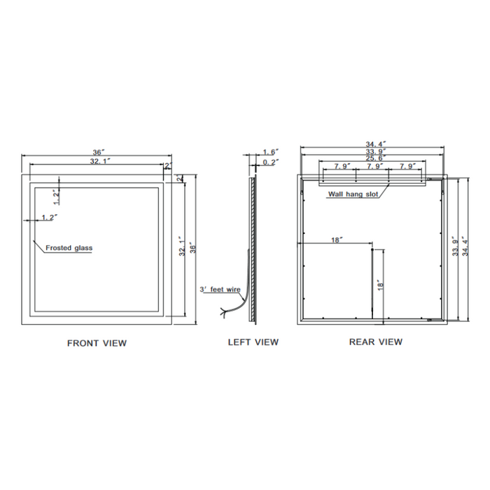 Paris Mirror Backlit Harmony 36 x 36 Square LED Mirror, RGBW