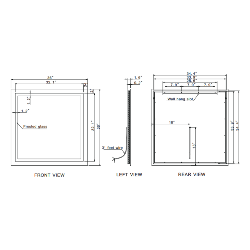 Paris Mirror Backlit Harmony 36 x 36 Square LED Mirror, RGBW