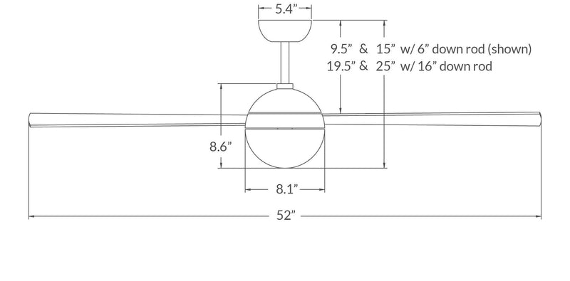 Modern Fan Ball 52" Ceiling Fan - No Light