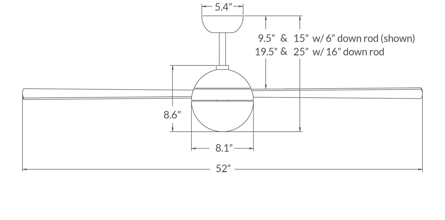 Modern Fan Ball 52" Ceiling Fan - No Light