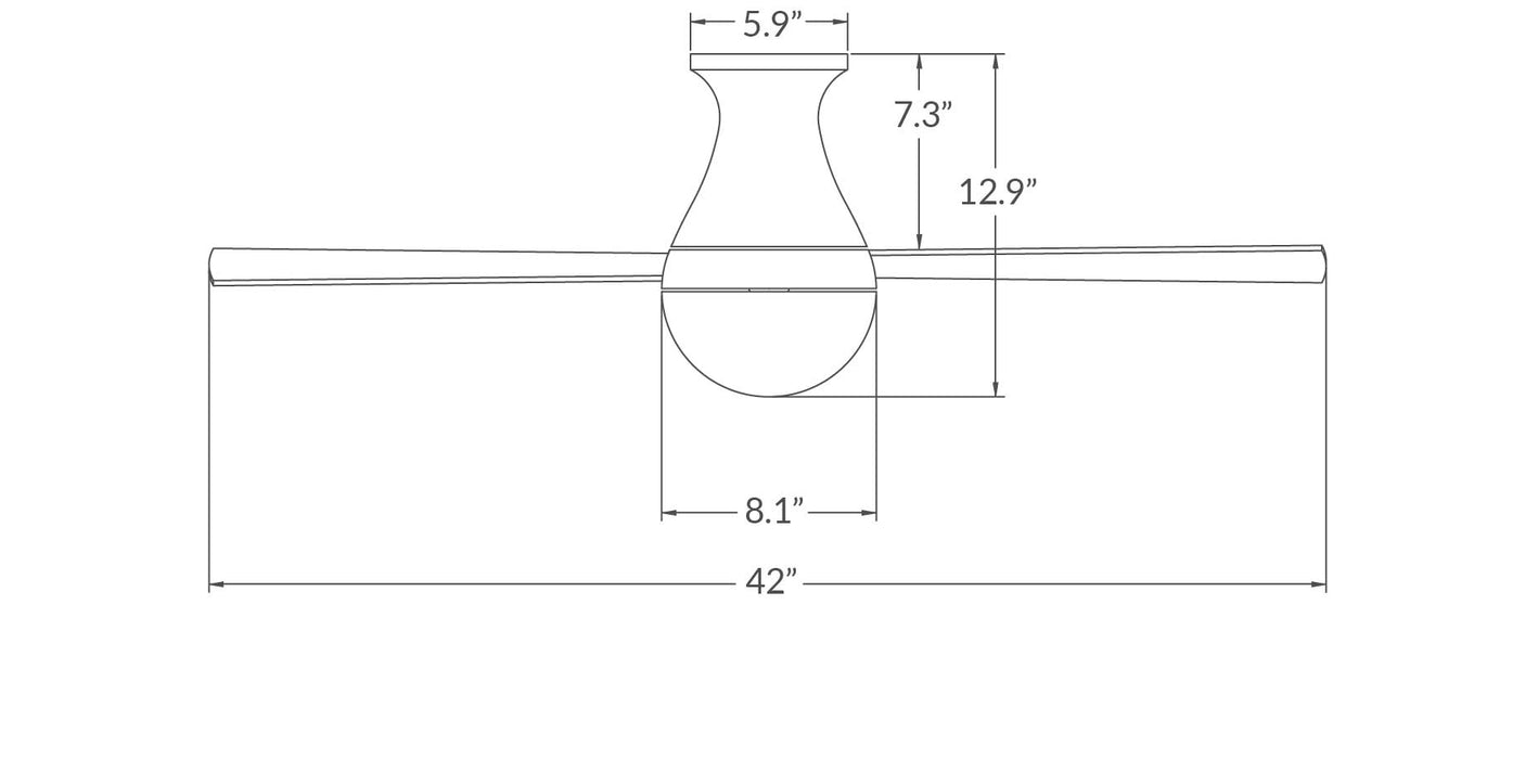 Modern Fan Ball Flush 42" Ceiling Fan - No Light